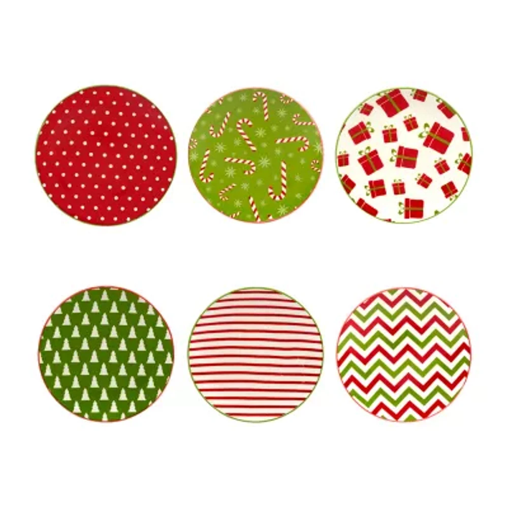 Certified International Holiday Fun 6-pc. Porcelain Appetizer Plate