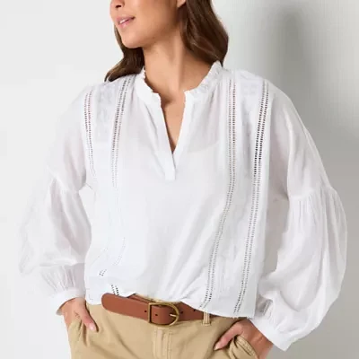 a.n.a Womens Long Sleeve Lace Blouse