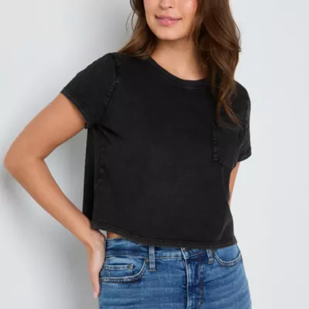 a.n.a Womens Crew Neck Short Sleeve Pocket T-Shirt