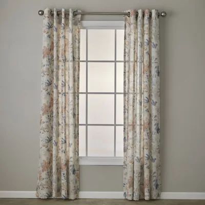 Saturday Knight Painted Garden Grommet Top Light-Filtering Single Curtain Panel