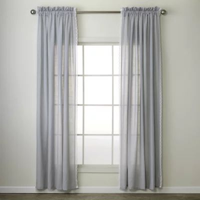 Saturday Knight Catherine Crochet Rod Pocket Light-Filtering Set of 2 Curtain Panel