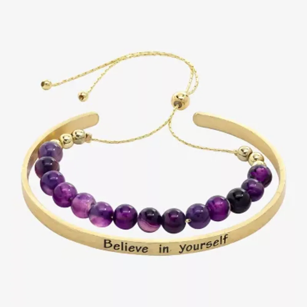 Sparkle Allure You & Me Womens 2-pc. Purple Amethyst 14K Gold Over Brass Bracelet Set
