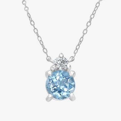 Silver Treasures Genuine Stone Sterling 18 Inch Cable Pendant Necklace