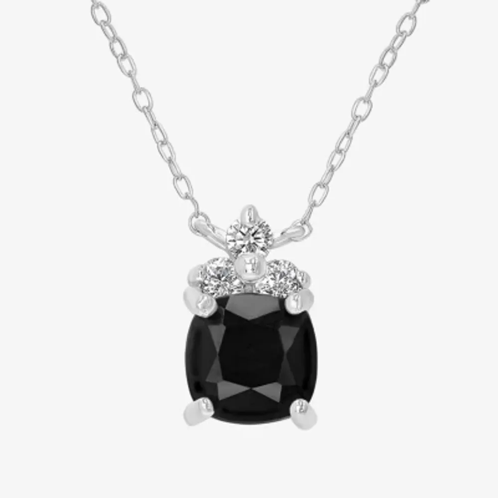 Silver Treasures Genuine Stone Womens Black Onyx Sterling Silver 18 Inch Pendant Necklace