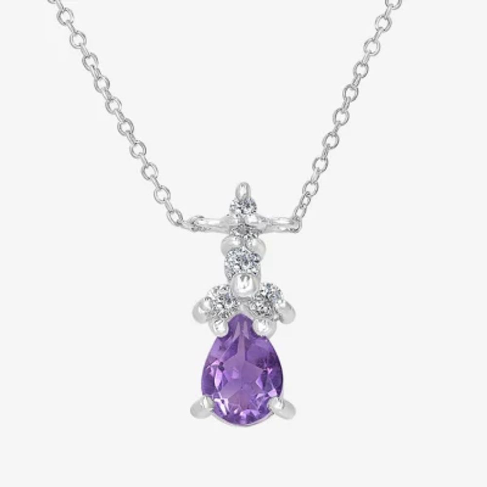 Silver Treasures Genuine Stone Sterling 18 Inch Cable Pendant Necklace