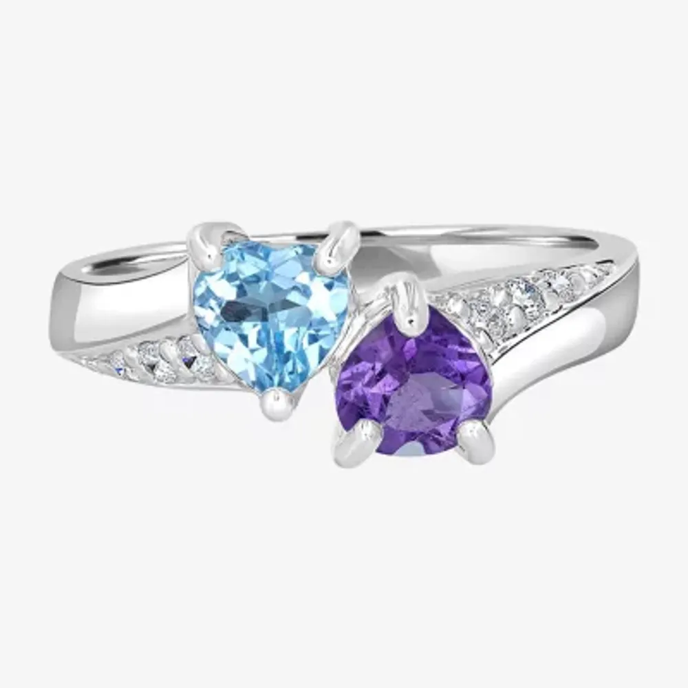 Silver Treasures Genuine Stone Womens Blue Amethyst Sterling Band
