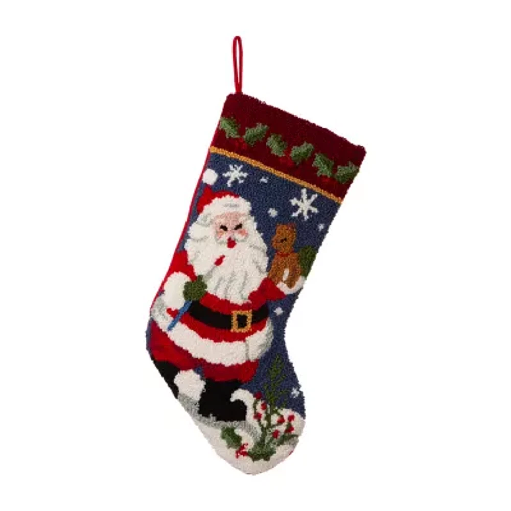 Glitzhome 19" Santa Hooked Christmas Stocking