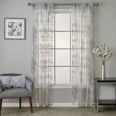 Saturday Knight Shadow Trees Rod Pocket Light-Filtering Single Curtain Panel