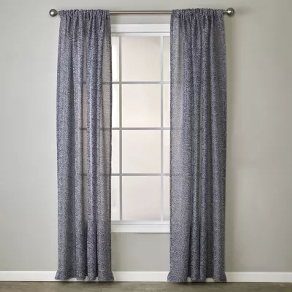Saturday Knight Soft Swirl Rod Pocket Light-Filtering Single Curtain Panel