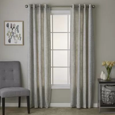 Saturday Knight Textured Crosshatch Grommet Top Light-Filtering Single Curtain Panel