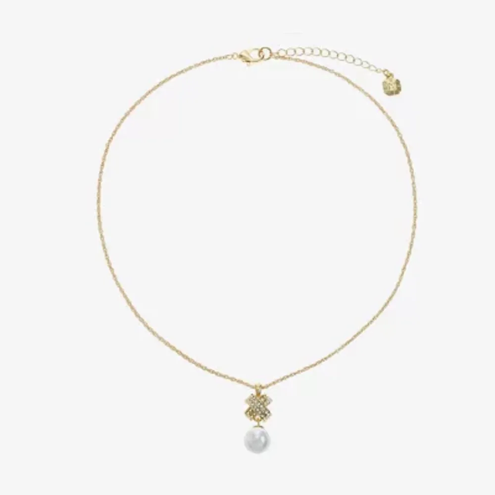 Monet Jewelry Womens Simulated Pearl 17 Inch Pendant Necklace