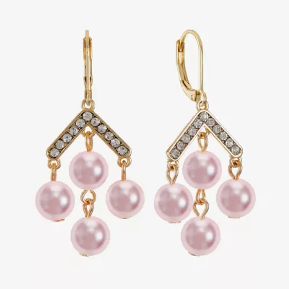 Monet Jewelry Womens Simulated Pearl Chandelier Earrings