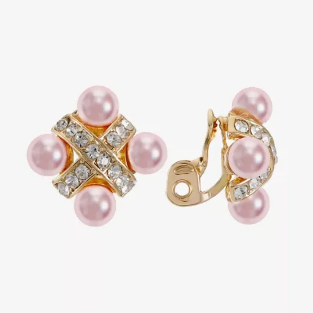 Monet Jewelry Womens Simulated Pearl Clip On Earrings