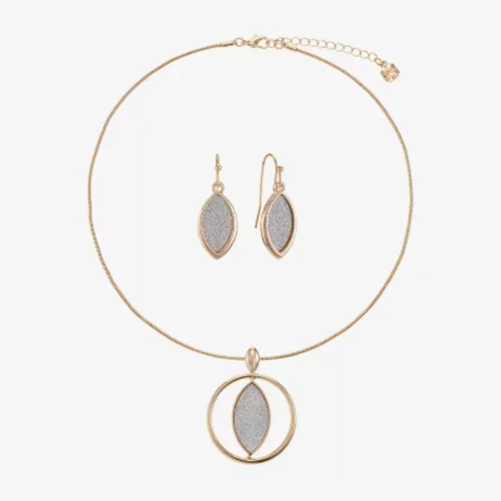 Monet Jewelry Two Tone Pendant Necklace And Drop Earring Womens 2-pc. Jewelry Set