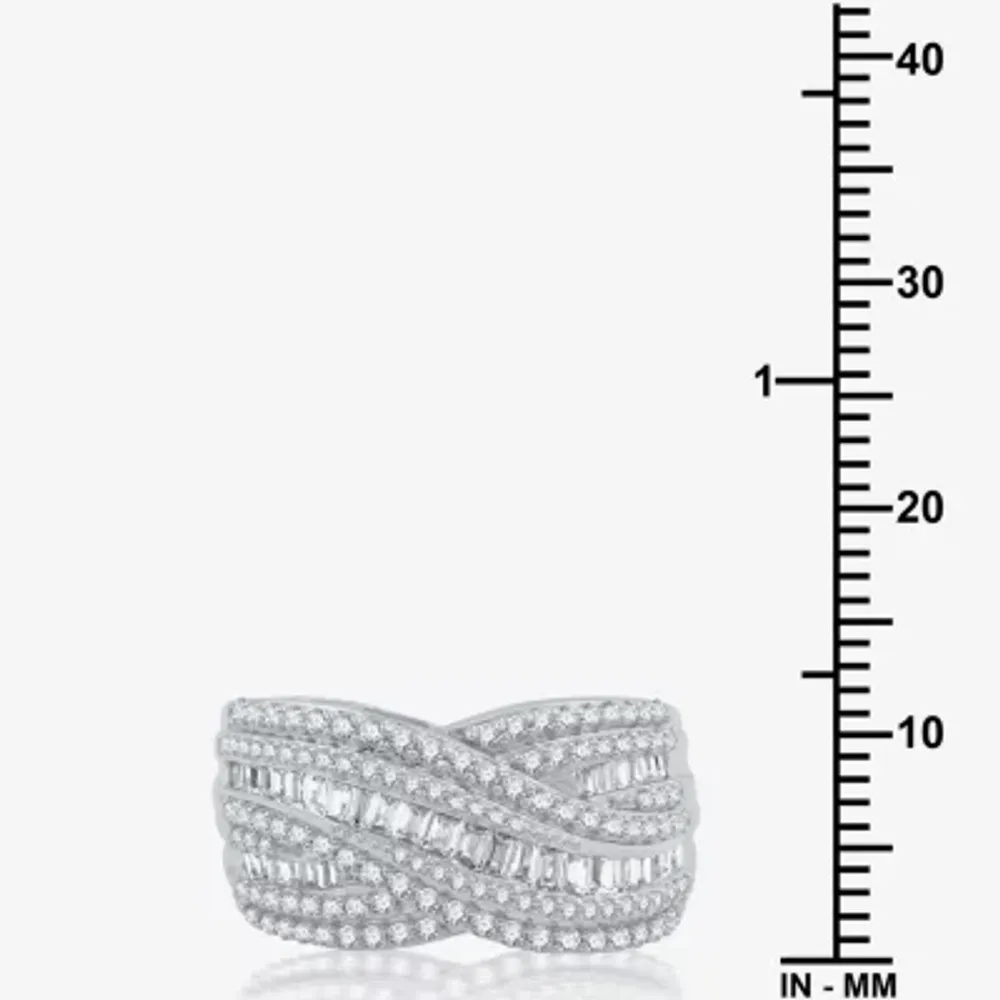 H-I / I1) Womens 1 CT. T.W. Lab Grown White Diamond 10K Gold Crossover Band