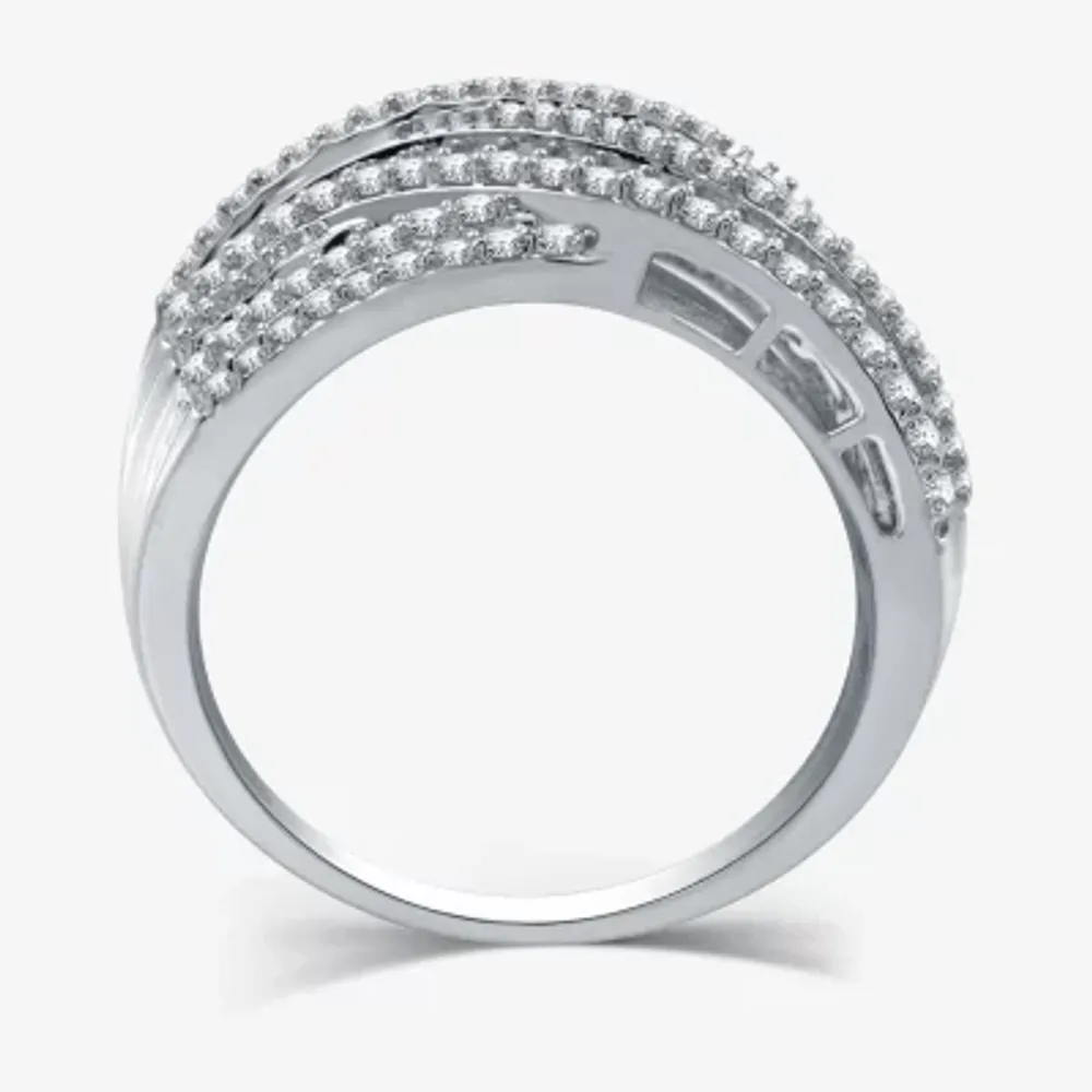 H-I / I1) Womens 1 CT. T.W. Lab Grown White Diamond 10K Gold Crossover Band