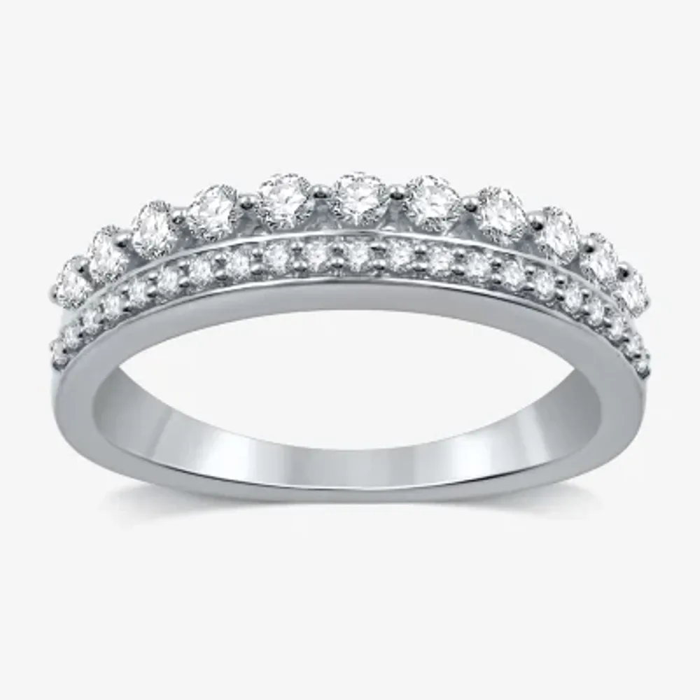 (H-I / I1) Womens 1/2 CT. T.W. Lab Grown White Diamond 10K Gold Anniversary Wedding Band