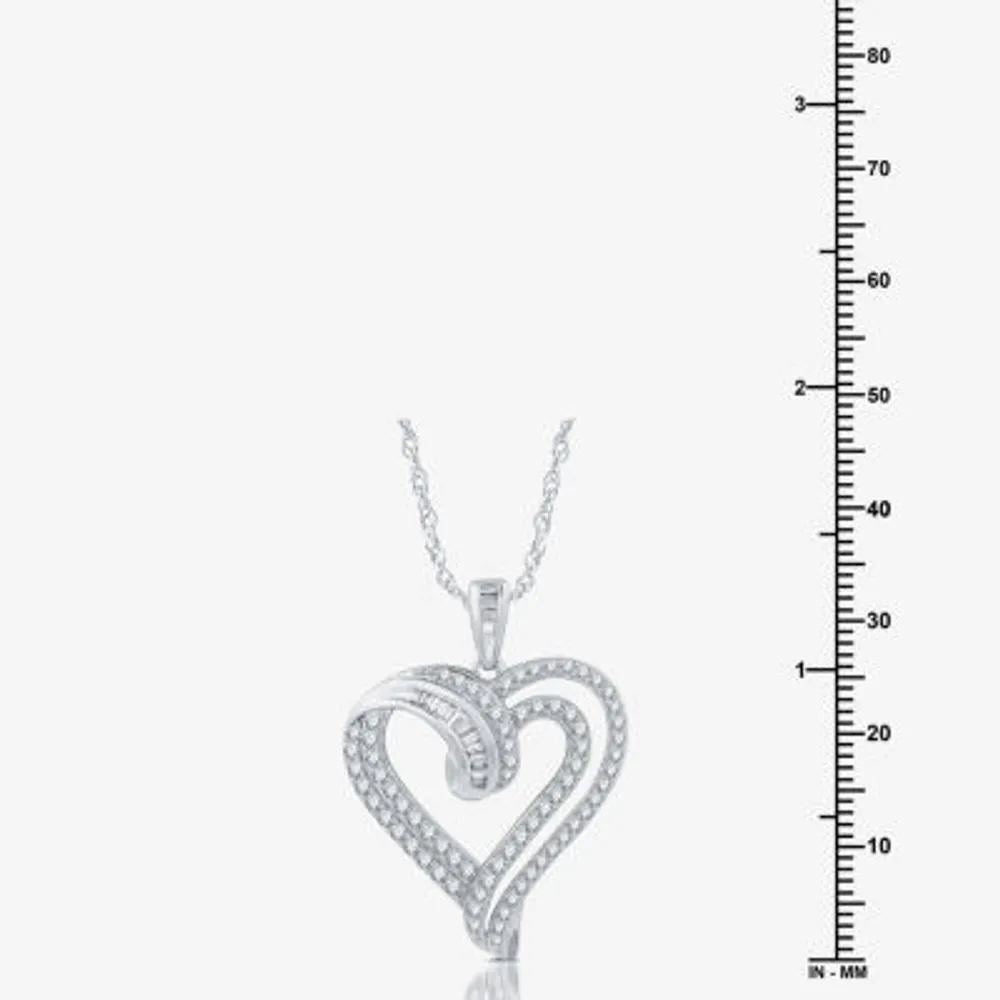 (H-I / I1) Womens 1 CT. T.W. Lab Grown White Diamond Sterling Silver Heart 18 Inch Pendant Necklace