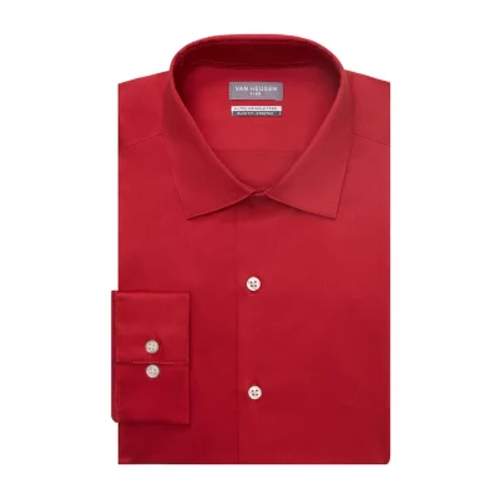Van Heusen Slim Ultra Flex Mens Fit Stretch Fabric Wrinkle Free Long Sleeve Dress Shirt