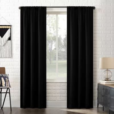Sun Zero Bergen Rod Pocket 100% Blackout Single Curtain Panel
