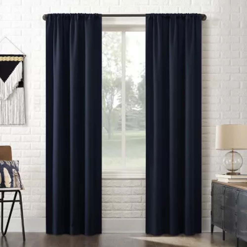Sun Zero Bergen Rod Pocket 100% Blackout Single Curtain Panel