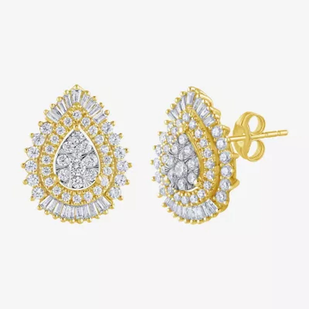 (G / Si2) Lab Grown White Diamond 14K White Gold 20.1mm Pear Stud Earrings