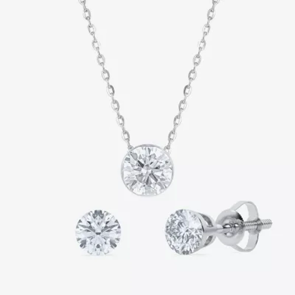 Floating Diamonds (F / Vs2) Womens 2 CT. T.W. Lab Grown White Diamond 14K White Gold Round Jewelry Set