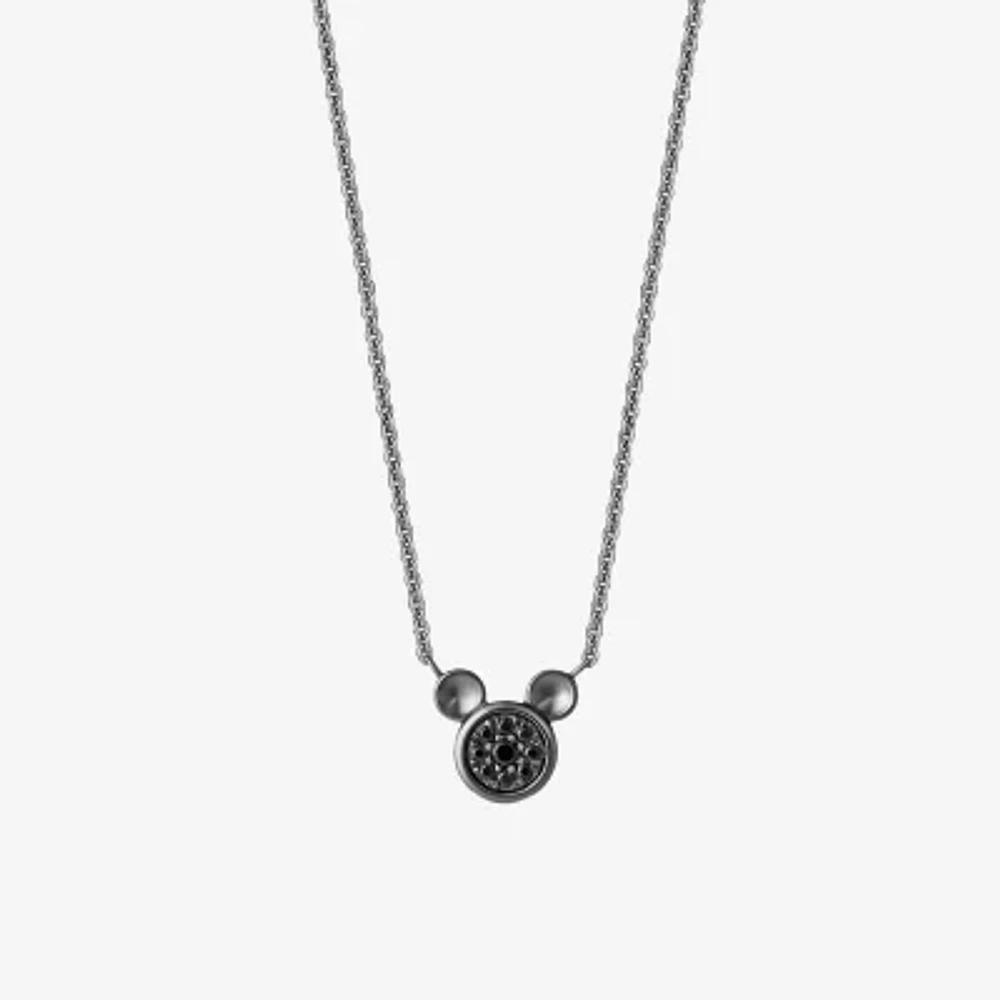 Disney Jewels Collection Womens 1/10 CT. T.W. Natural Black Diamond Sterling Silver 18 Inch Pendant Necklace