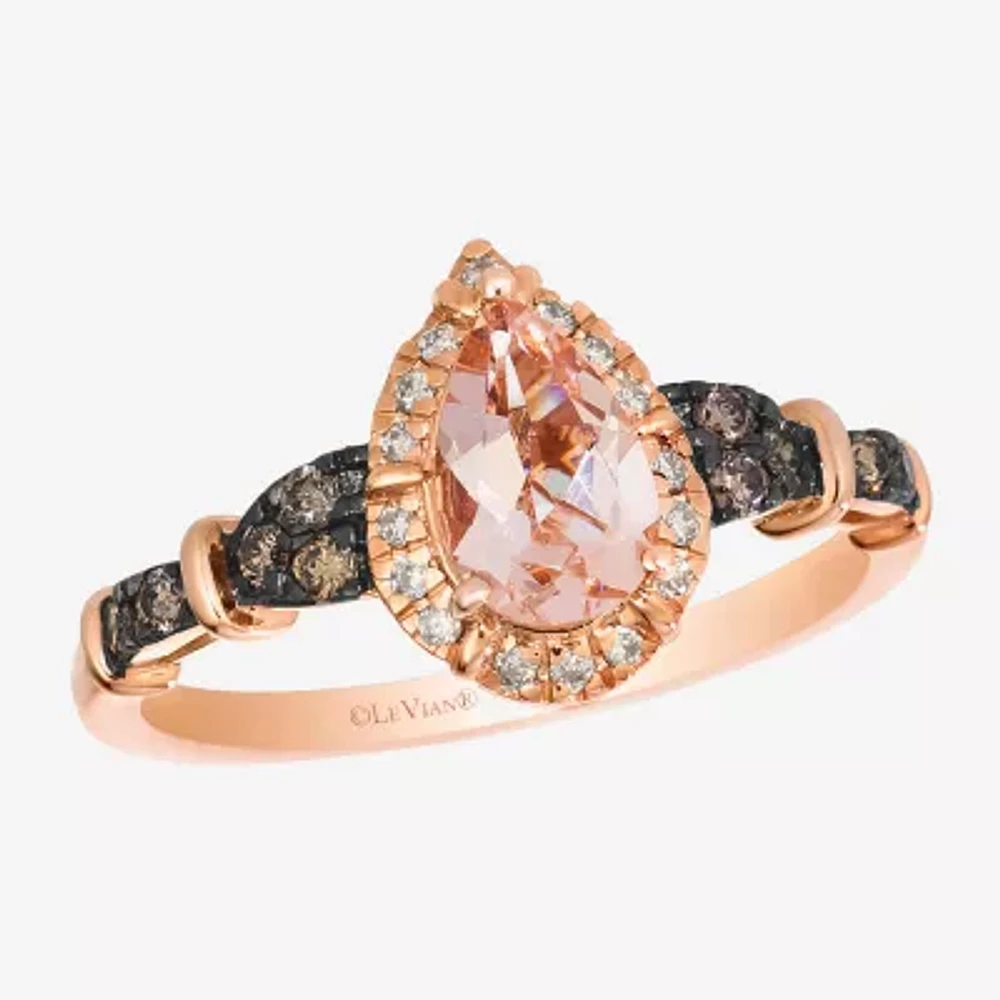 Le Vian® Grand Sample Sale™ Ring featuring 1/2 cts. Peach Morganite™, 1/8 cts. Chocolate Diamonds®, 1/15 cts. Nude Diamonds™ set in 14K Strawberry Gold®