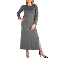 24seven Comfort Apparel Womens Long Sleeve Plus Maxi Dress