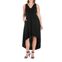 24seven Comfort Apparel Womens Sleeveless Midi Plus A-Line Dress