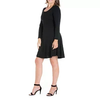 24seven Comfort Apparel Womens Long Sleeve Plus A-Line Dress