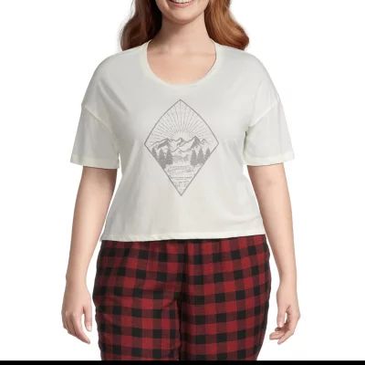 Arizona Body Womens Round Neck Short Sleeve Juniors Pajama Top