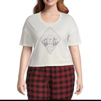 Arizona Body Womens Round Neck Short Sleeve Juniors Pajama Top