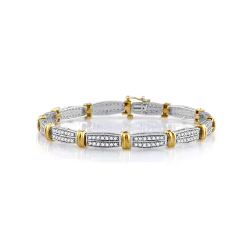 Womens 2 CT. T.W. Natural White Diamond 10K Gold 7.5 Inch Tennis Bracelet