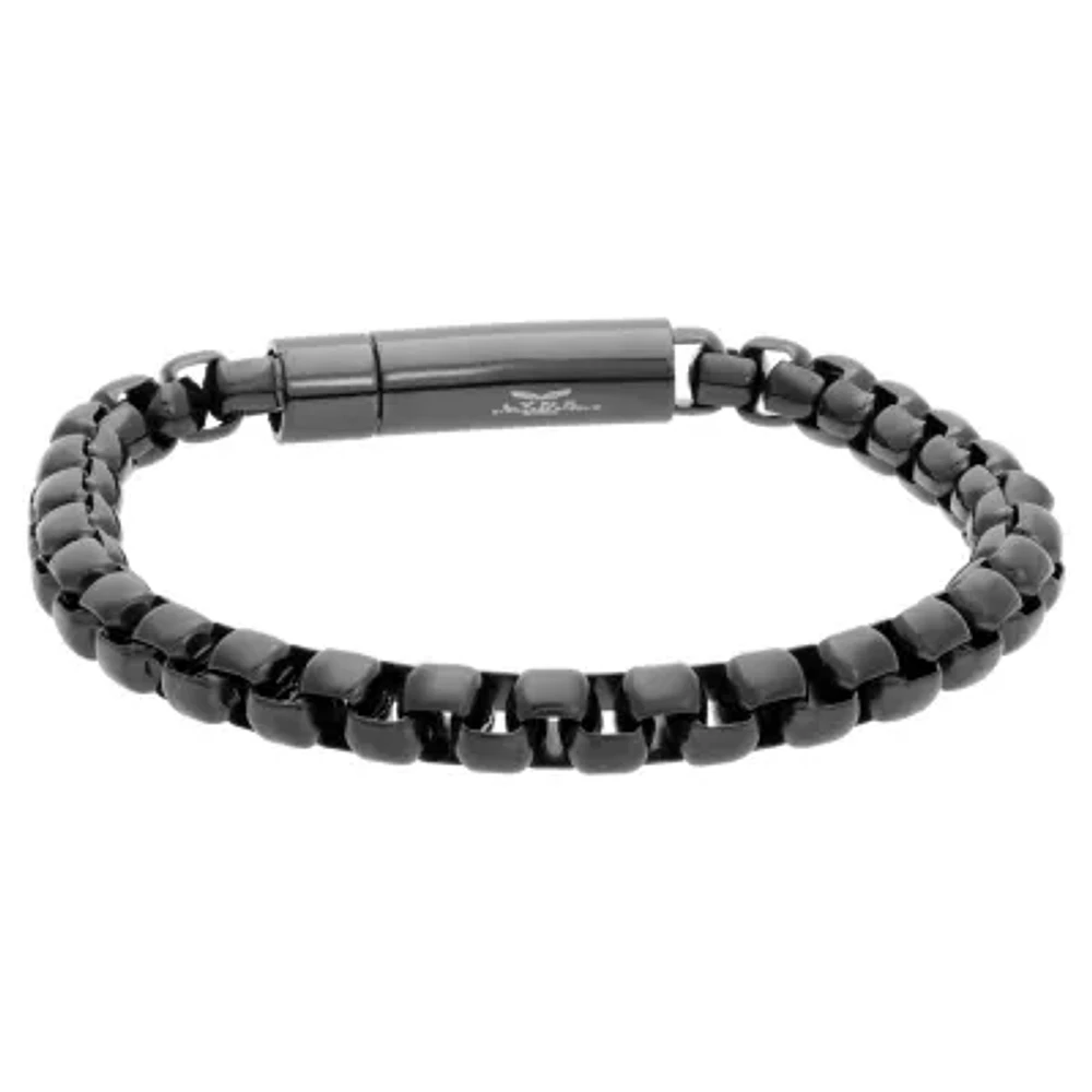 Mens Stainless Steel 9 Inch Solid Box Chain Bracelet