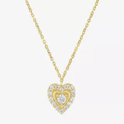 (G-H / Si2-I1) Womens 1/6 CT. T.W. Lab Grown White Diamond 10K Gold Heart 18 Inch Pendant Necklace