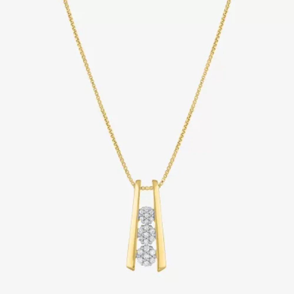 Diamond Blossom Linear (G-H / Si2-I1) Womens 1/10 CT. T.W. Lab Grown White Diamond 14K Gold Over Silver 18 Inch Pendant Necklace