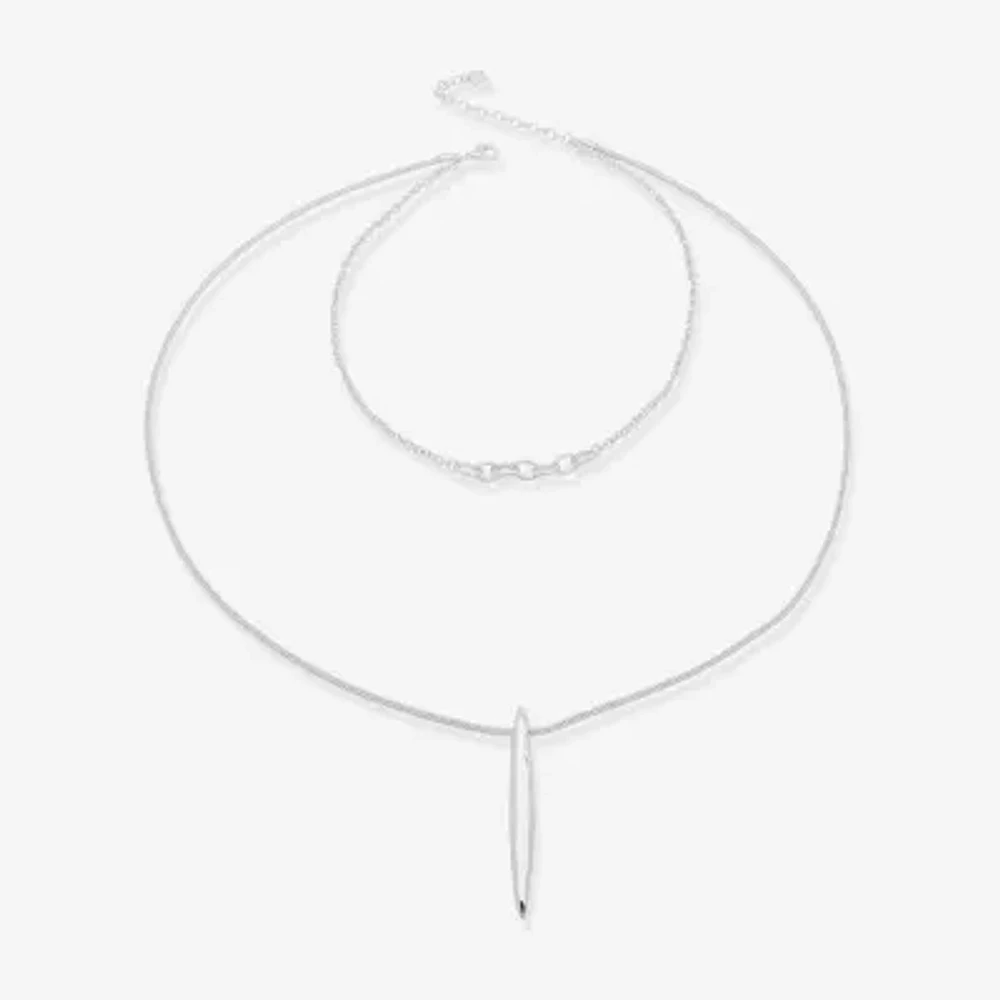 Worthington Silver Tone Womens Inch Pendant Necklace