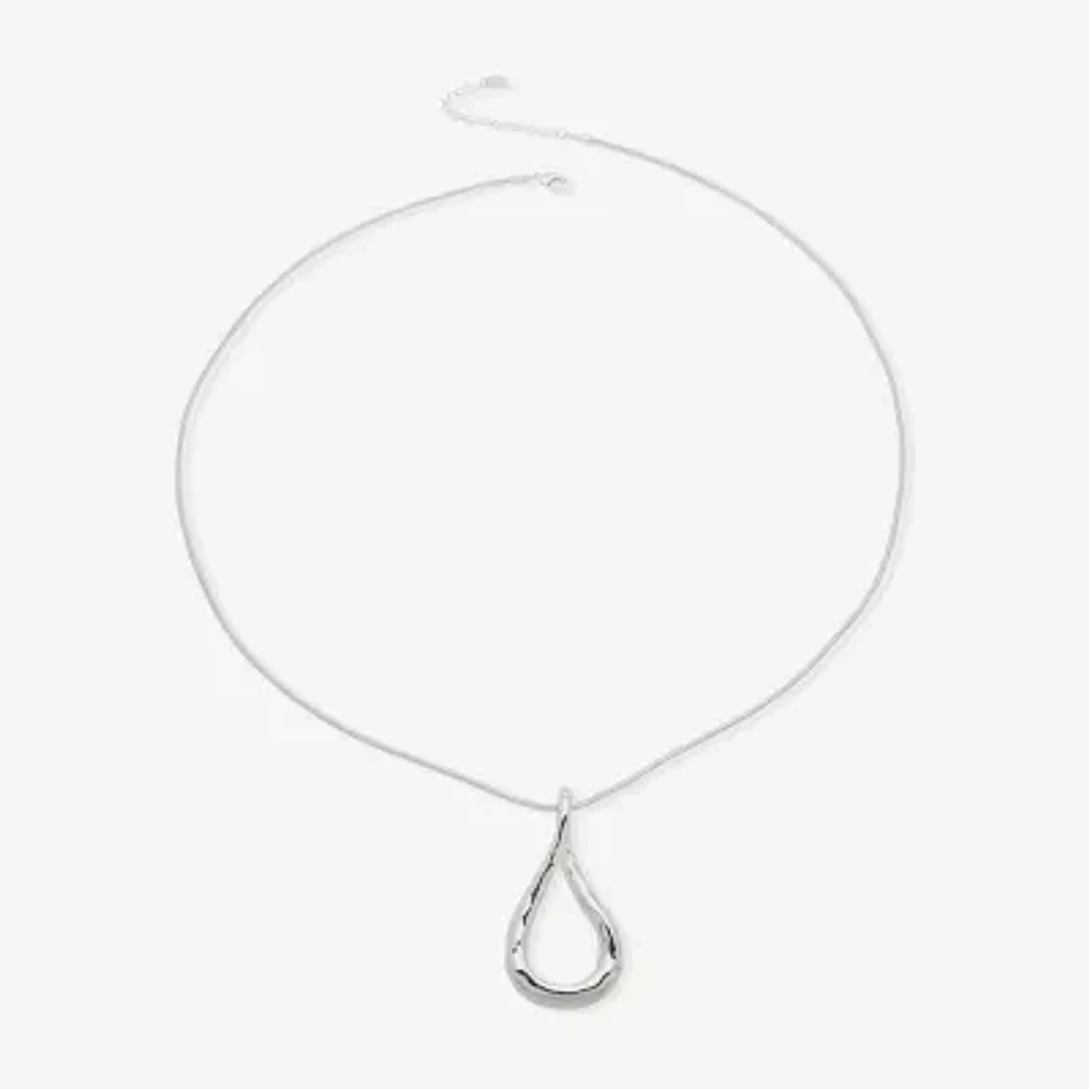 Worthington Silver Tone Womens 34 Inch Pendant Necklace