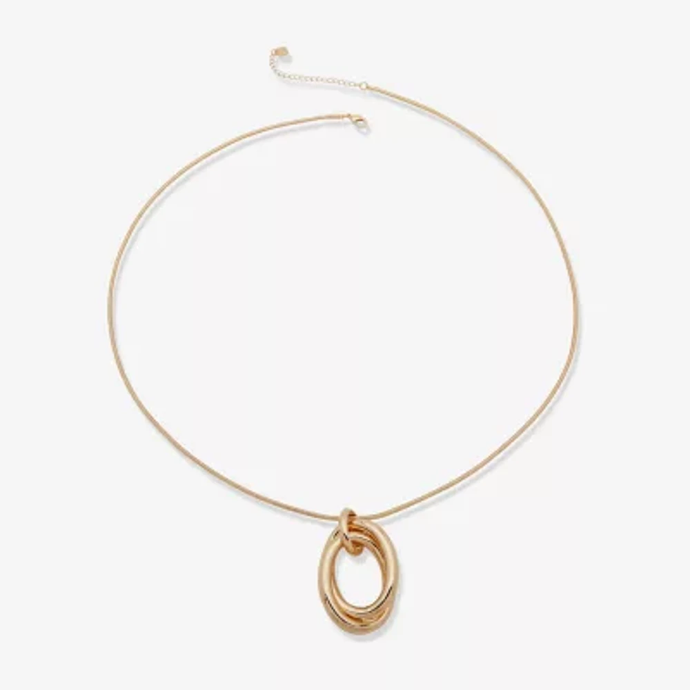 Worthington Gold Tone Womens Inch Pendant Necklace
