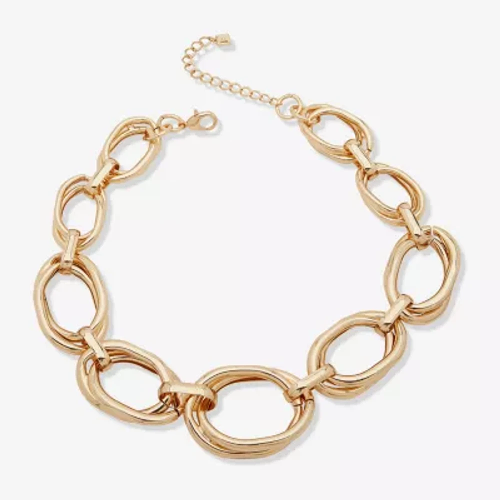Worthington Gold Tone Womens Surgical Steel 18 Inch Collar Necklace