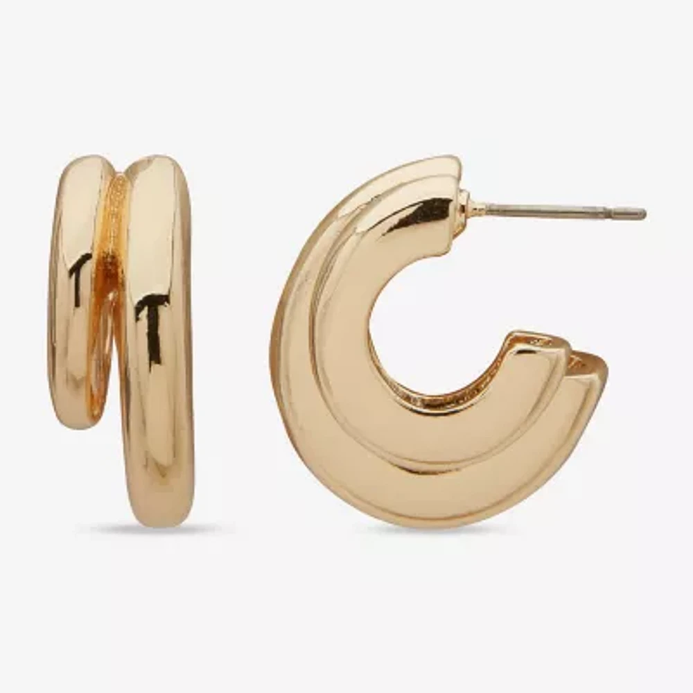 Worthington Gold Tone Womens 25.4mm Hoop Earrings