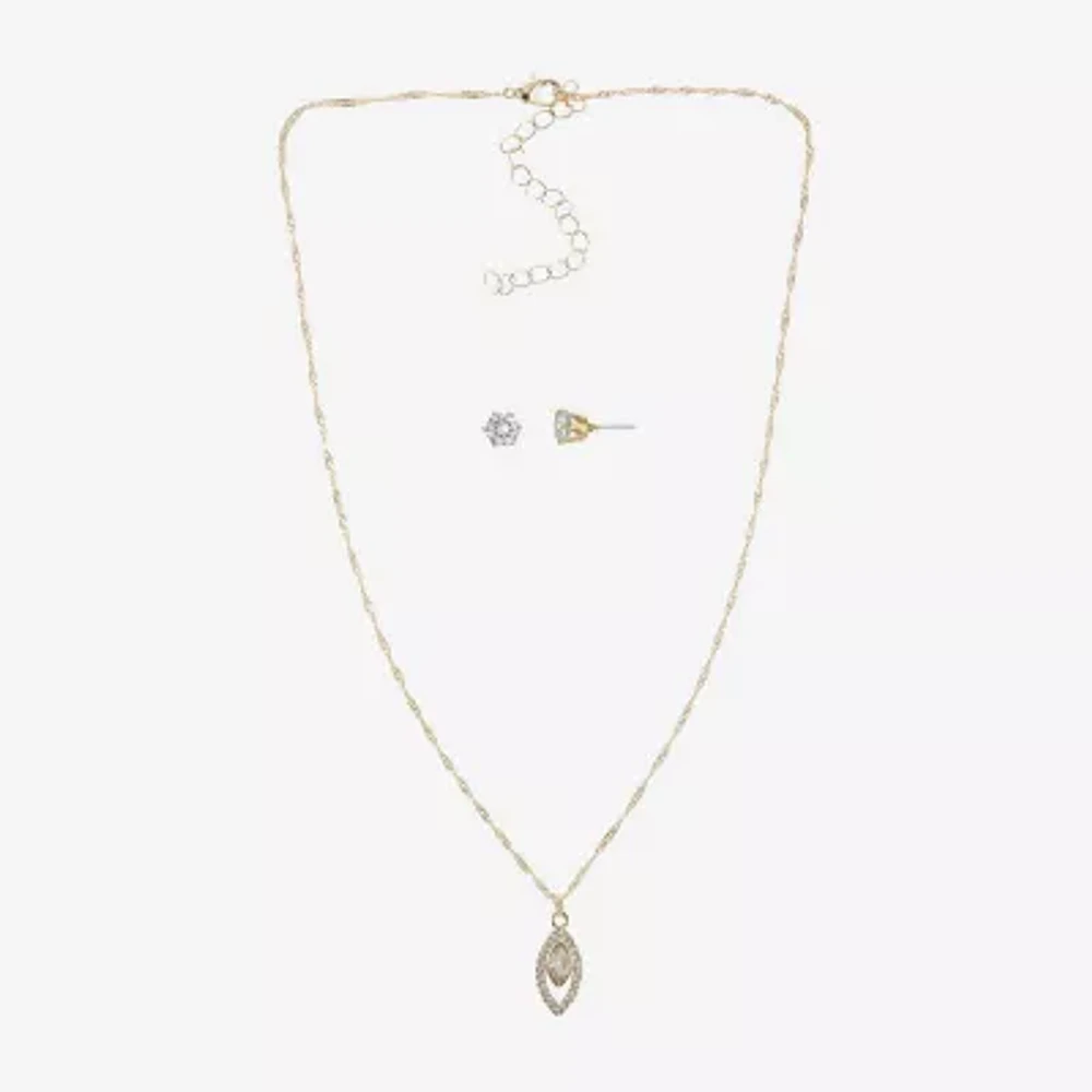 Sparkle Allure Halo Womens Cubic Zirconia 14K Gold Over Brass Marquise 2-pc. Jewelry Set