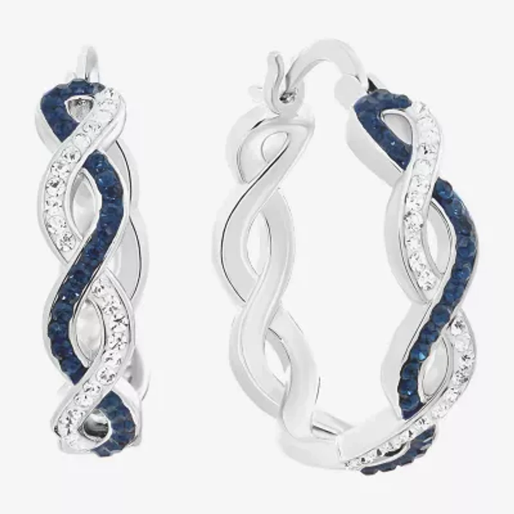 Sparkle Allure Womens Blue Crystal 21.1mm Hoop Earrings