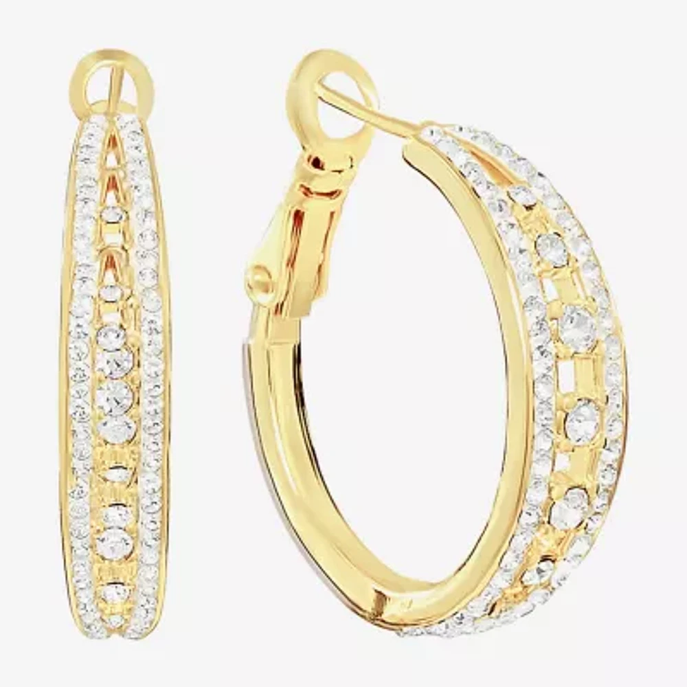 Sparkle Allure Womens Crystal 14K Gold Over Brass 25.9mm Hoop Earrings