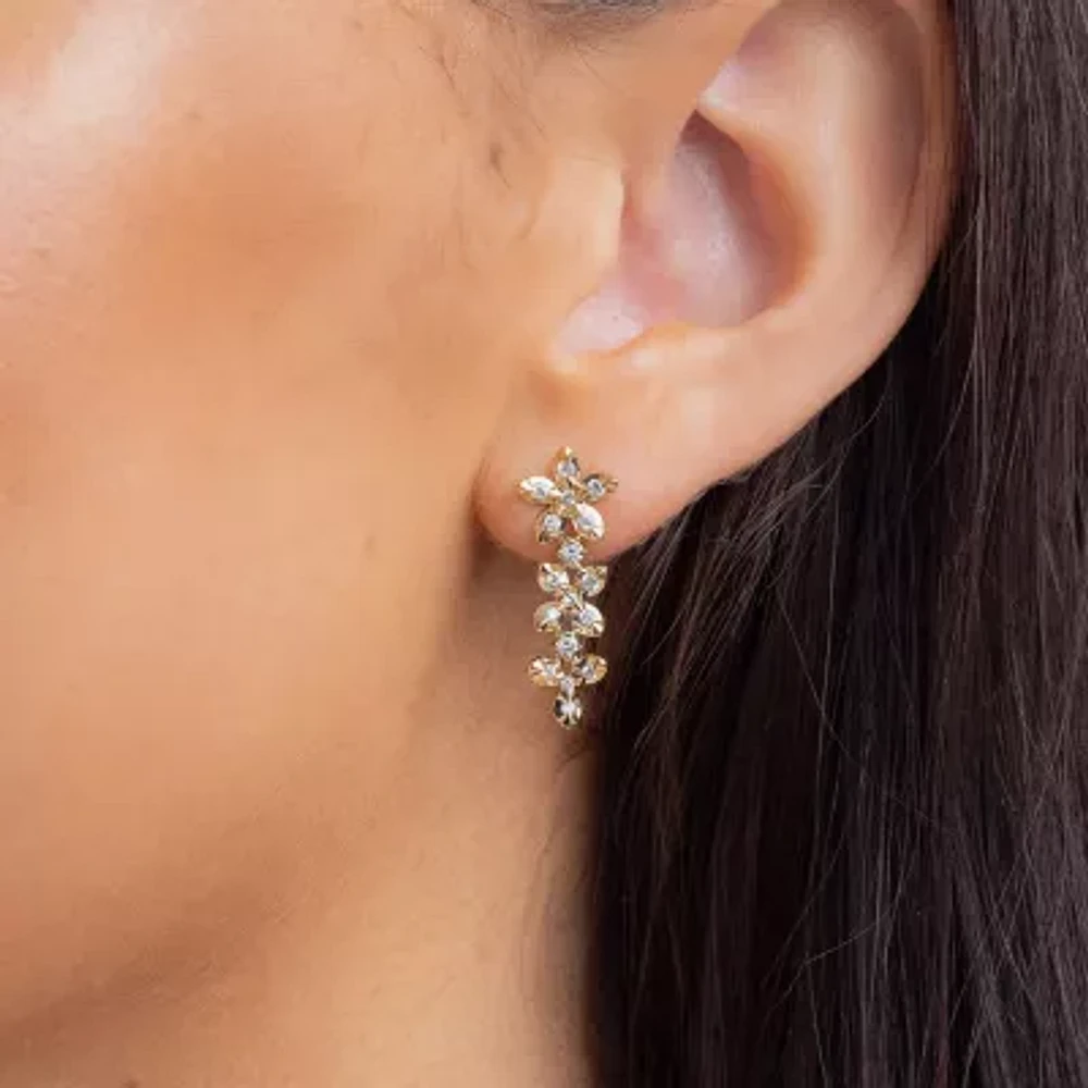 Diamond Blossom (G / Si2) Womens 1/2 CT. T.W. Lab Grown White Diamond 10K Gold Flower Drop Earrings
