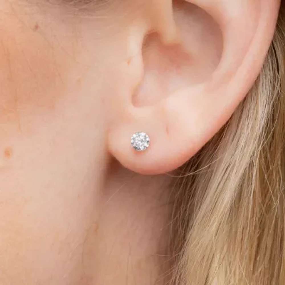 Floating Diamonds (F / Vs2) 1/2 CT. T.W. Lab Grown White Diamond 14K White Gold 4.2mm Round Stud Earrings