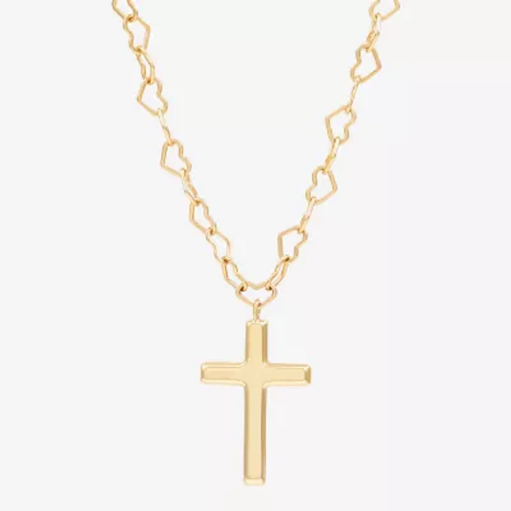 Womens 10K Gold Cross 18 Inch Pendant Necklace