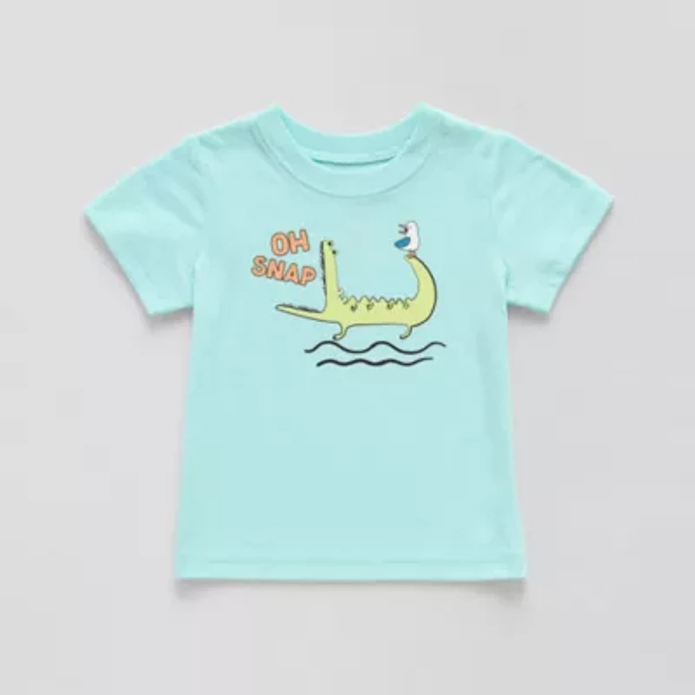 Okie Dokie Baby Boys Crew Neck Short Sleeve Graphic T-Shirt